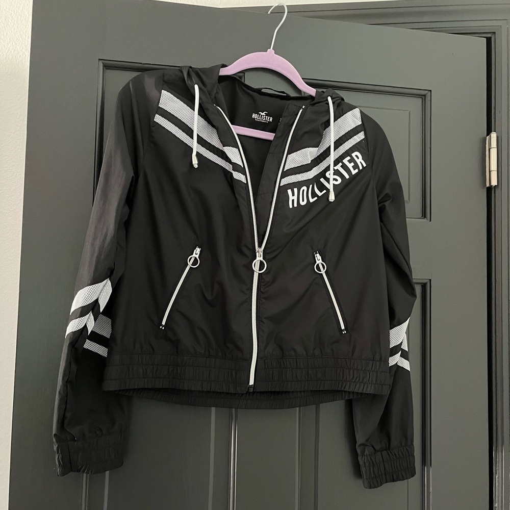 Hollister Black Windbreaker Jacket XS